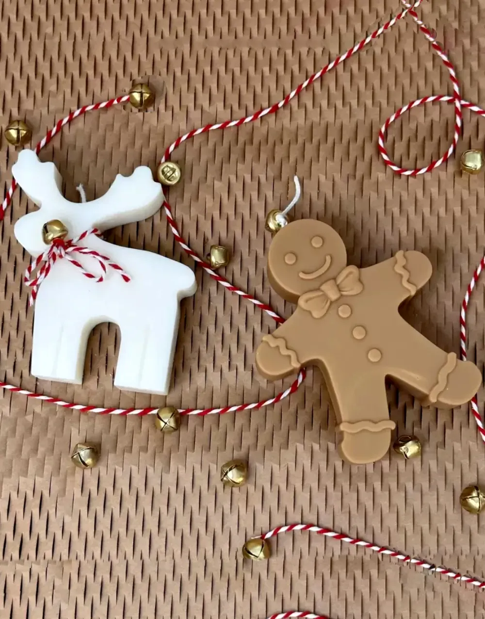 2'li Yılbaşı Seti Gingerbread ve Geyik Mum